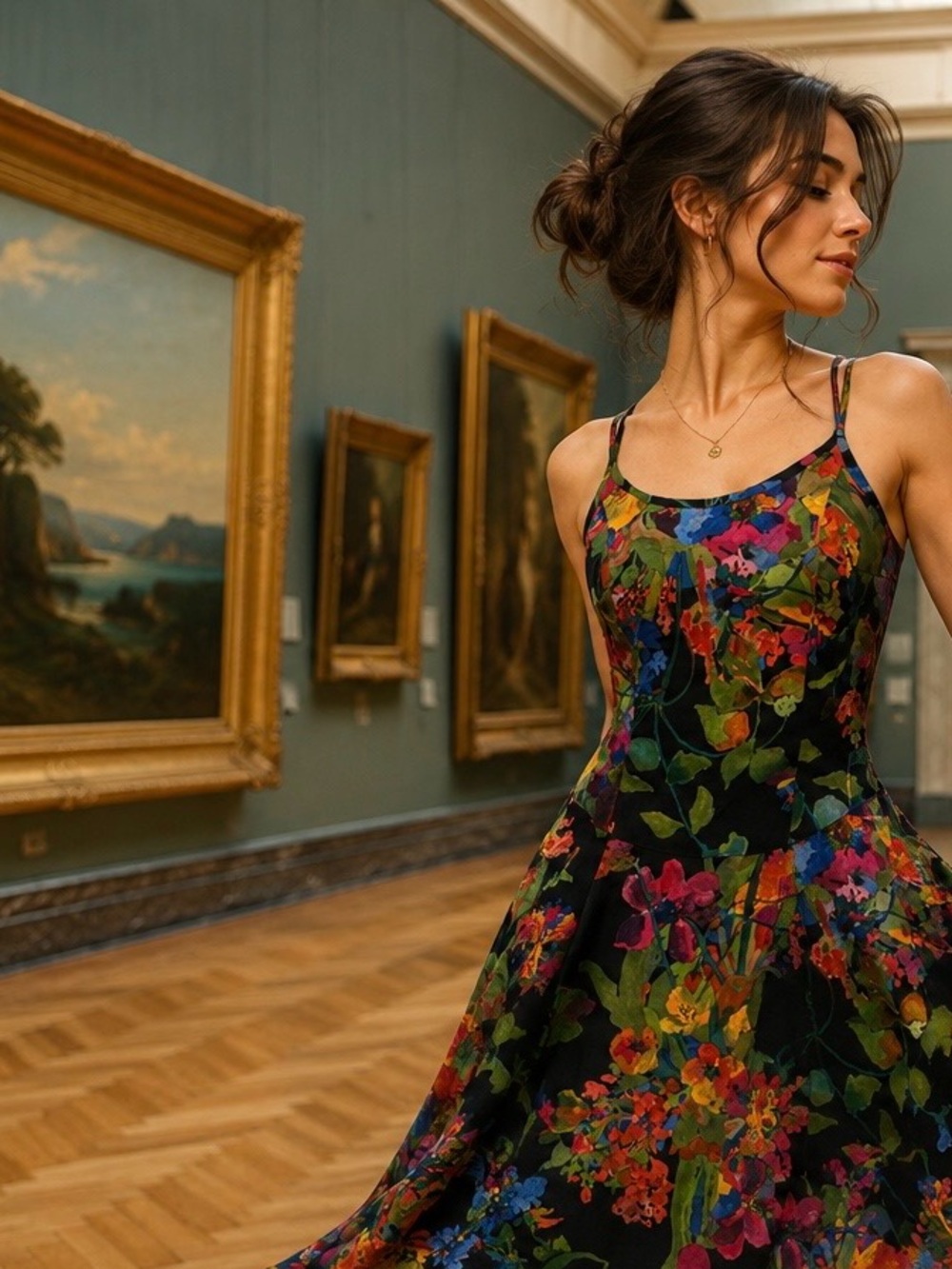 Carole Little Vintage 90's Multicolor Floral X-Back Design Midi Dress Size 4